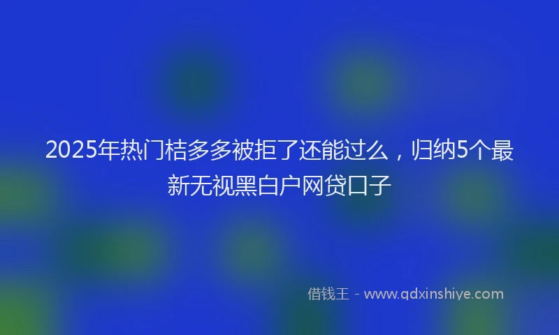 2025年热门桔多多被拒了还能过么，归纳5个最新无视黑白户网贷口子