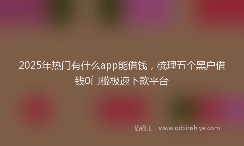 2025年热门有什么app能借钱，梳理五个黑户借钱0门槛极速下款平台