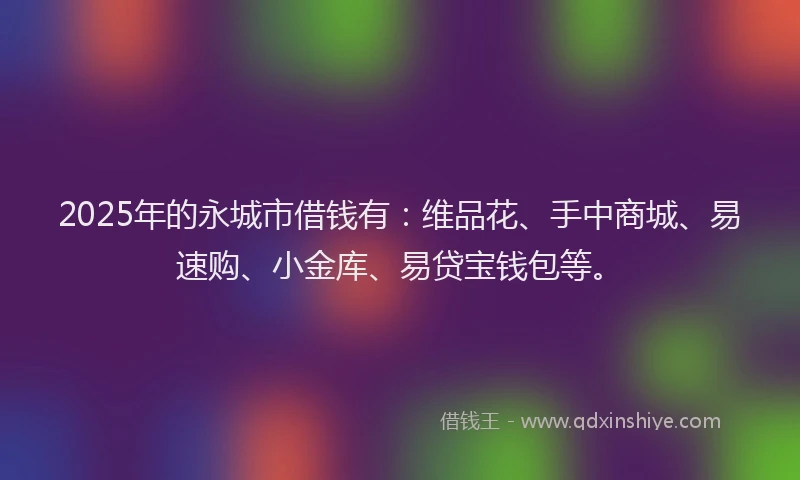 2025年的永城市借钱有：维品花、手中商城、易速购、小金库、易贷宝钱包等。