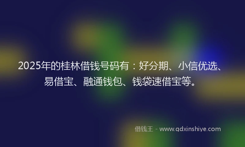 2025年的桂林借钱号码有：好分期、小信优选、易借宝、融通钱包、钱袋速借宝等。