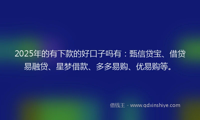 2025年的有下款的好口子吗有：甄信贷宝、借贷易融贷、星梦借款、多多易购、优易购等。