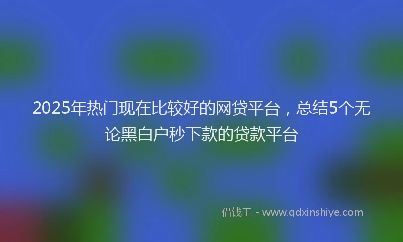 2025年热门现在比较好的网贷平台，总结5个无论黑白户秒下款的贷款平台