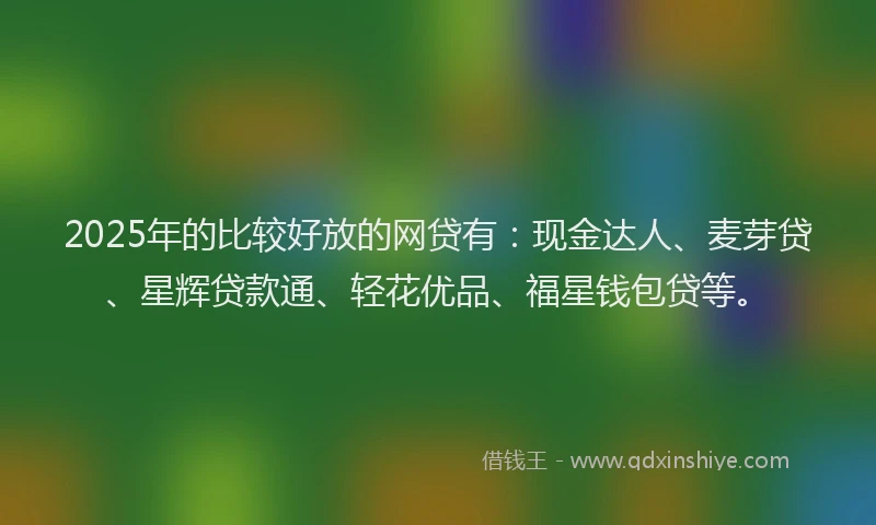 2025年的比较好放的网贷有：现金达人、麦芽贷、星辉贷款通、轻花优品、福星钱包贷等。