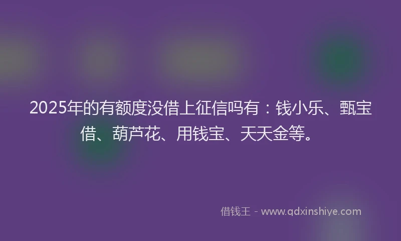 2025年的有额度没借上征信吗有：钱小乐、甄宝借、葫芦花、用钱宝、天天金等。