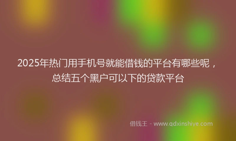 2025年热门用手机号就能借钱的平台有哪些呢，总结五个黑户可以下的贷款平台