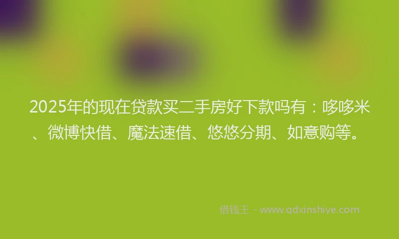 2025年的现在贷款买二手房好下款吗有：哆哆米、微博快借、魔法速借、悠悠分期、如意购等。
