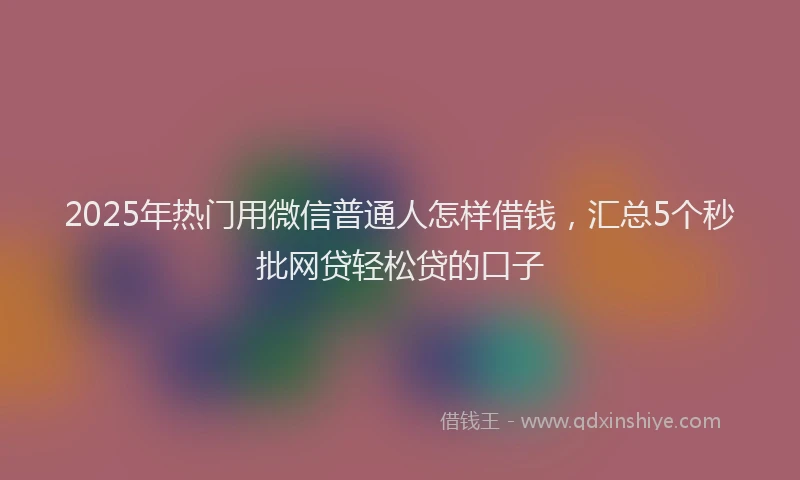 2025年热门用微信普通人怎样借钱，汇总5个秒批网贷轻松贷的口子