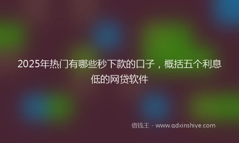 2025年热门有哪些秒下款的口子，概括五个利息低的网贷软件