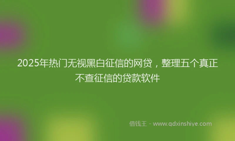 2025年热门无视黑白征信的网贷，整理五个真正不查征信的贷款软件