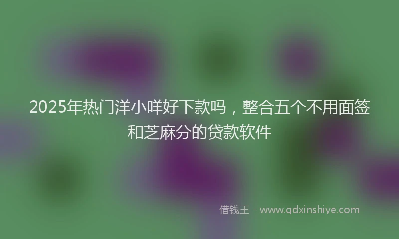 2025年热门洋小咩好下款吗，整合五个不用面签和芝麻分的贷款软件