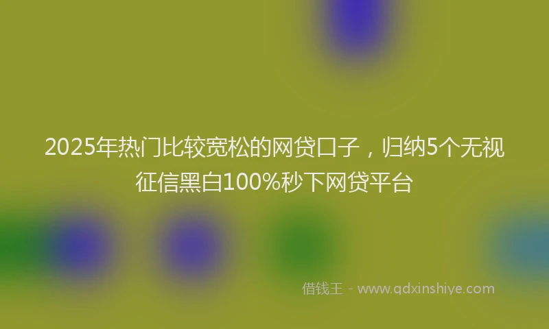 2025年热门比较宽松的网贷口子，归纳5个无视征信黑白100%秒下网贷平台