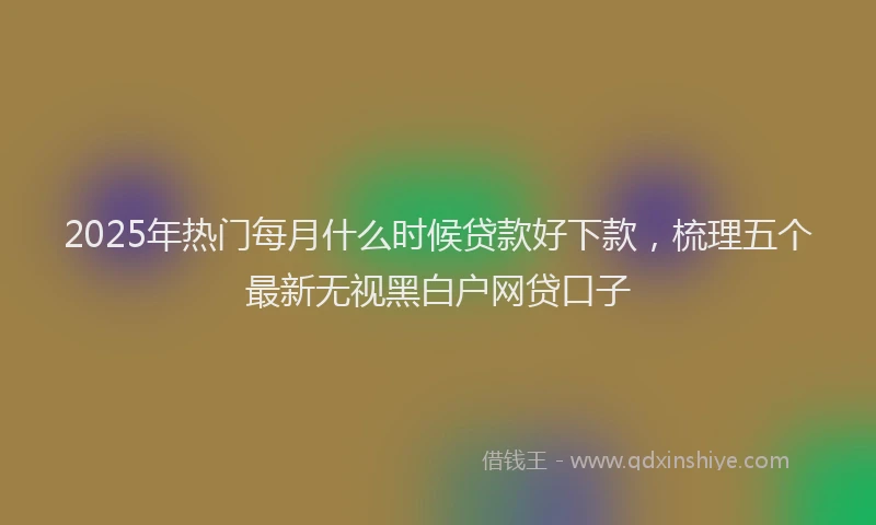 2025年热门每月什么时候贷款好下款，梳理五个最新无视黑白户网贷口子