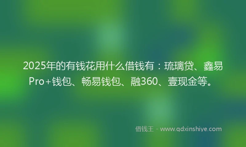 2025年的有钱花用什么借钱有：琉璃贷、鑫易Pro+钱包、畅易钱包、融360、壹现金等。