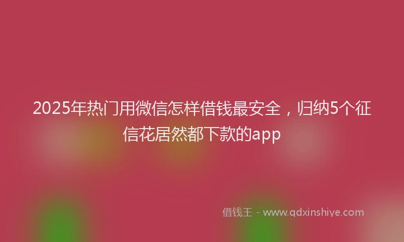 2025年热门用微信怎样借钱最安全，归纳5个征信花居然都下款的app