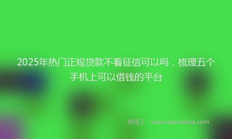 2025年热门正规贷款不看征信可以吗，梳理五个手机上可以借钱的平台