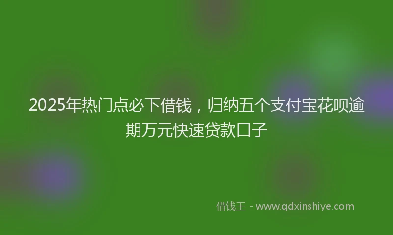 2025年热门点必下借钱，归纳五个支付宝花呗逾期万元快速贷款口子