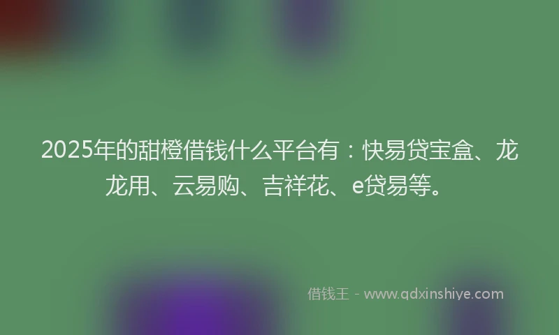 2025年的甜橙借钱什么平台有：快易贷宝盒、龙龙用、云易购、吉祥花、e贷易等。