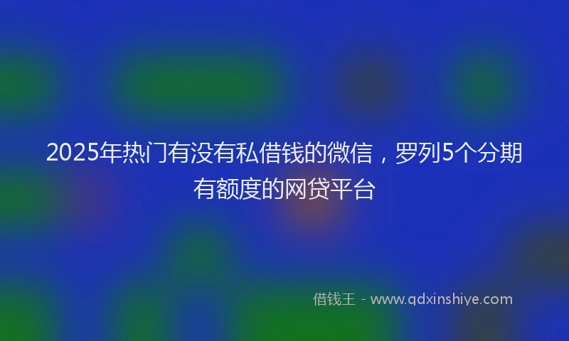 2025年热门有没有私借钱的微信，罗列5个分期有额度的网贷平台