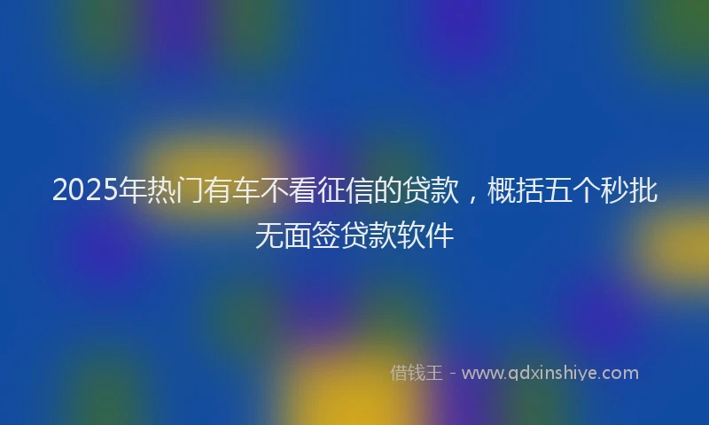 2025年热门有车不看征信的贷款，概括五个秒批无面签贷款软件