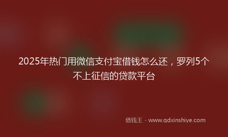 2025年热门用微信支付宝借钱怎么还，罗列5个不上征信的贷款平台