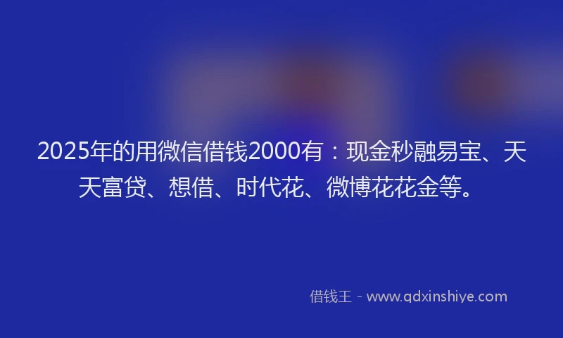 2025年的用微信借钱2000有：现金秒融易宝、天天富贷、想借、时代花、微博花花金等。