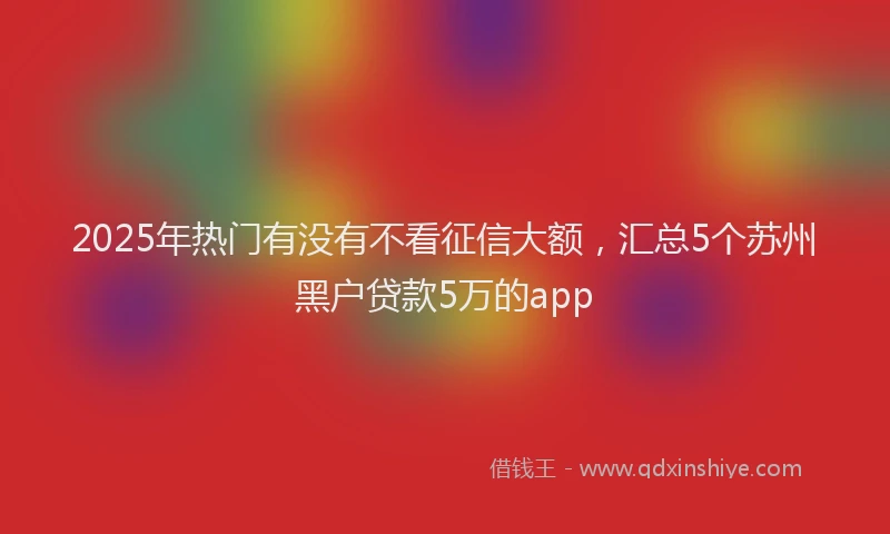 2025年热门有没有不看征信大额，汇总5个苏州黑户贷款5万的app