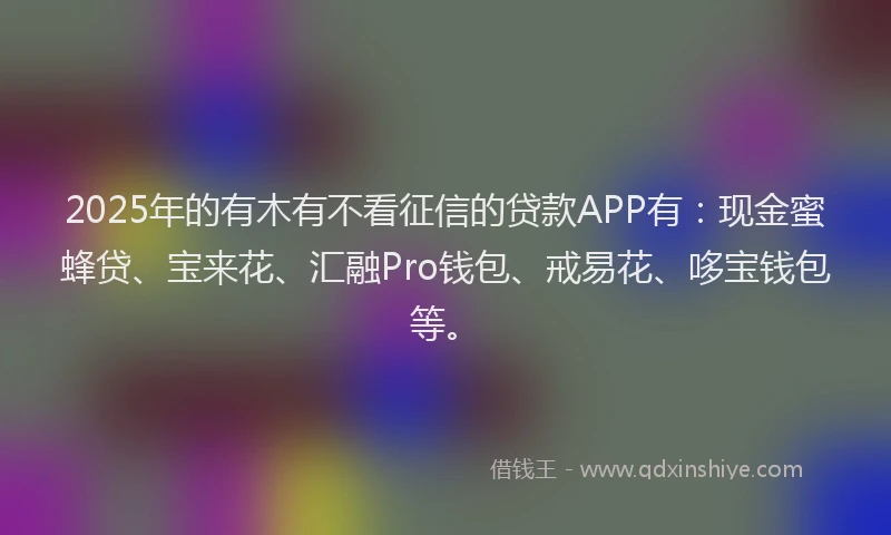 2025年的有木有不看征信的贷款APP有：现金蜜蜂贷、宝来花、汇融Pro钱包、戒易花、哆宝钱包等。