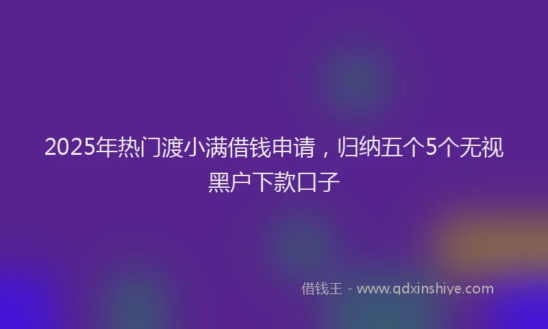 2025年热门渡小满借钱申请，归纳五个5个无视黑户下款口子