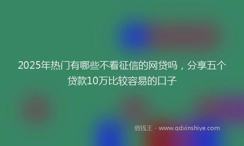 2025年热门有哪些不看征信的网贷吗，分享五个贷款10万比较容易的口子