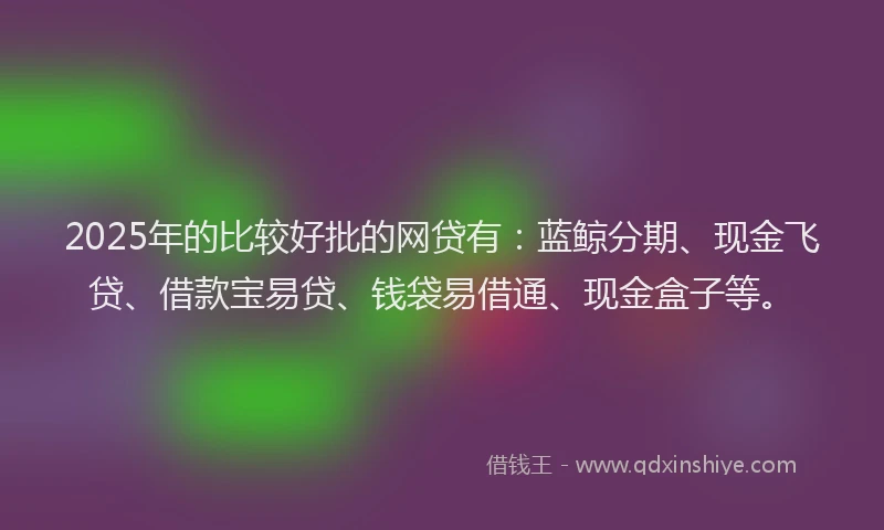 2025年的比较好批的网贷有：蓝鲸分期、现金飞贷、借款宝易贷、钱袋易借通、现金盒子等。