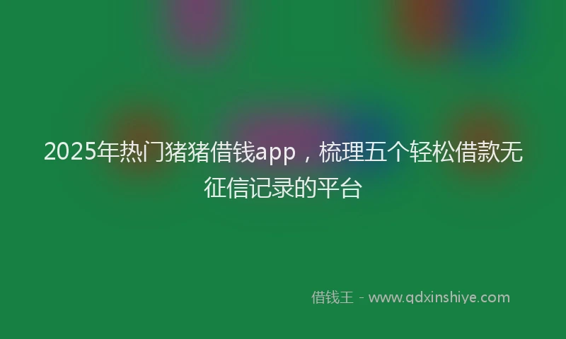 2025年热门猪猪借钱app，梳理五个轻松借款无征信记录的平台