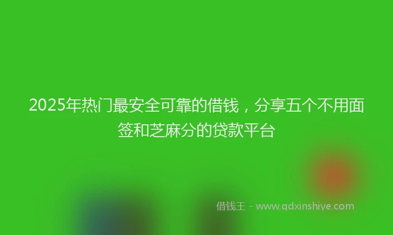 2025年热门最安全可靠的借钱，分享五个不用面签和芝麻分的贷款平台