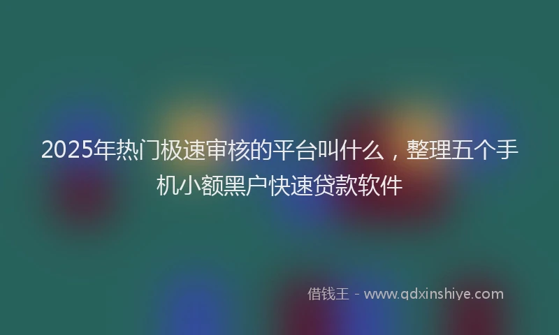 2025年热门极速审核的平台叫什么，整理五个手机小额黑户快速贷款软件