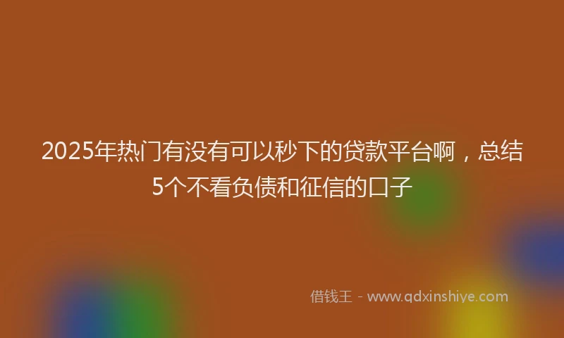 2025年热门有没有可以秒下的贷款平台啊，总结5个不看负债和征信的口子