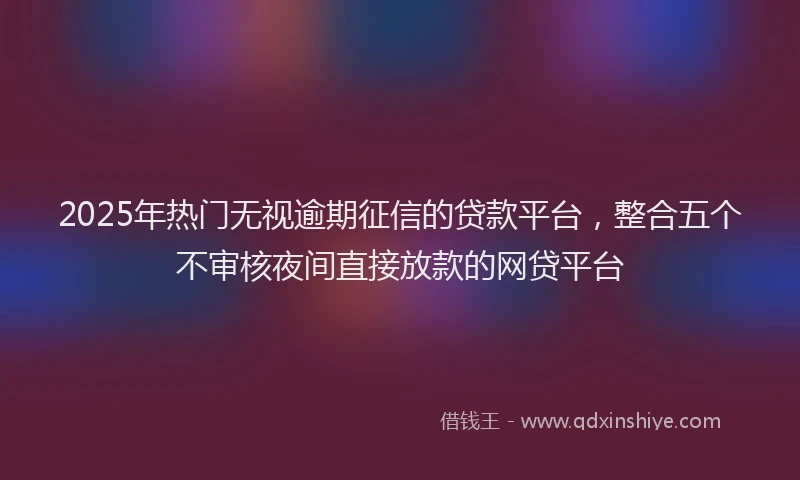 2025年热门无视逾期征信的贷款平台，整合五个不审核夜间直接放款的网贷平台