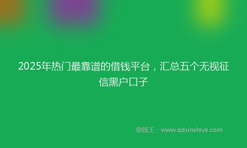 2025年热门最靠谱的借钱平台，汇总五个无视征信黑户口子