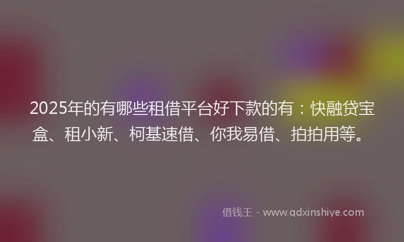 2025年的有哪些租借平台好下款的有：快融贷宝盒、租小新、柯基速借、你我易借、拍拍用等。