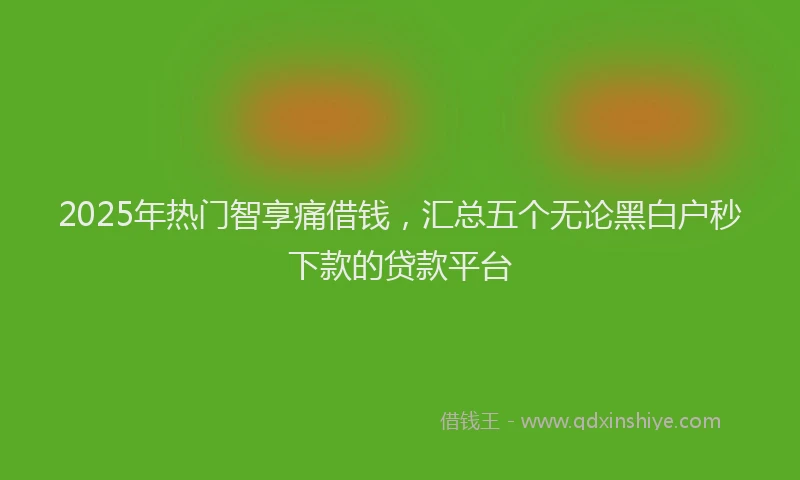 2025年热门智享痛借钱，汇总五个无论黑白户秒下款的贷款平台