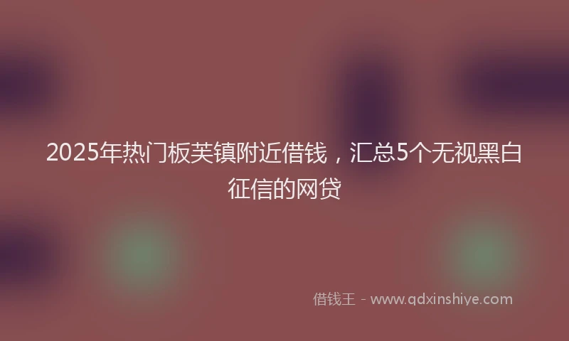 2025年热门板芙镇附近借钱，汇总5个无视黑白征信的网贷