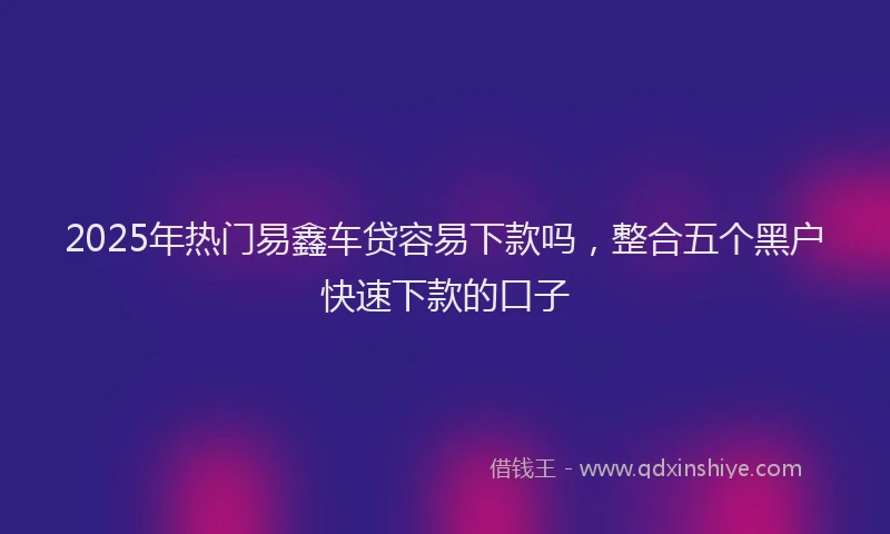 2025年热门易鑫车贷容易下款吗，整合五个黑户快速下款的口子