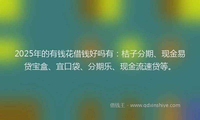 2025年的有钱花借钱好吗有：桔子分期、现金易贷宝盒、宜口袋、分期乐、现金流速贷等。