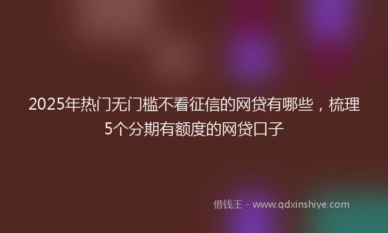 2025年热门无门槛不看征信的网贷有哪些，梳理5个分期有额度的网贷口子