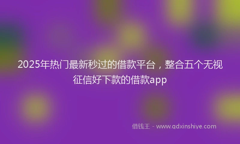 2025年热门最新秒过的借款平台，整合五个无视征信好下款的借款app