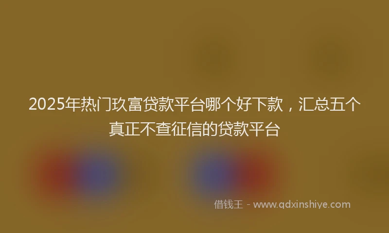 2025年热门玖富贷款平台哪个好下款，汇总五个真正不查征信的贷款平台
