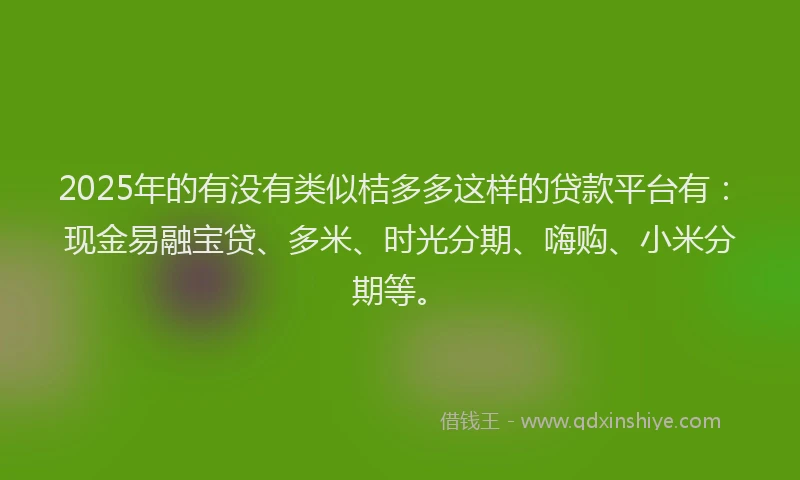 2025年的有没有类似桔多多这样的贷款平台有：现金易融宝贷、多米、时光分期、嗨购、小米分期等。