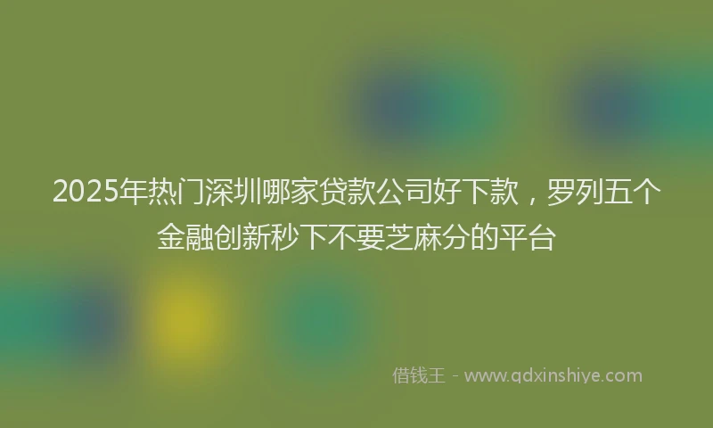 2025年热门深圳哪家贷款公司好下款，罗列五个金融创新秒下不要芝麻分的平台