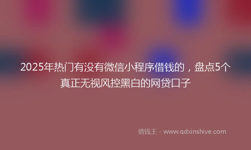 2025年热门有没有微信小程序借钱的，盘点5个真正无视风控黑白的网贷口子