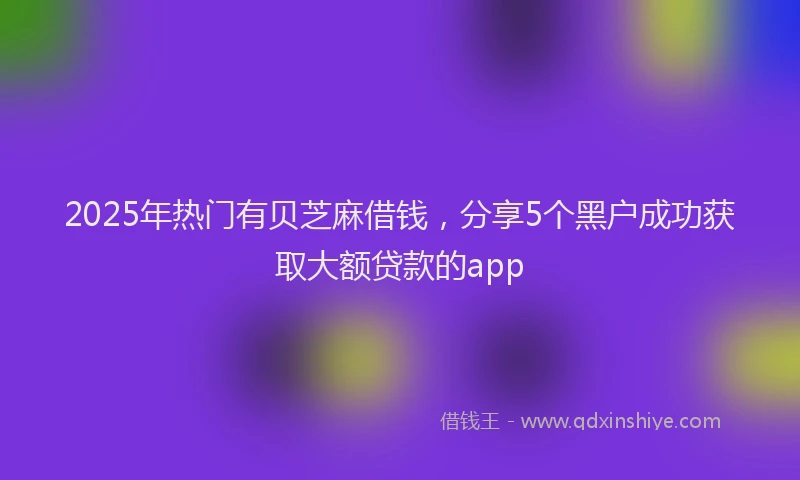 2025年热门有贝芝麻借钱，分享5个黑户成功获取大额贷款的app