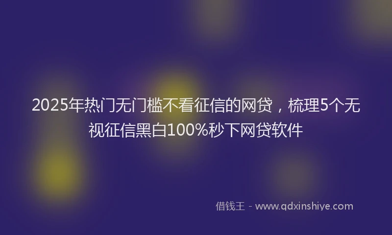 2025年热门无门槛不看征信的网贷，梳理5个无视征信黑白100%秒下网贷软件