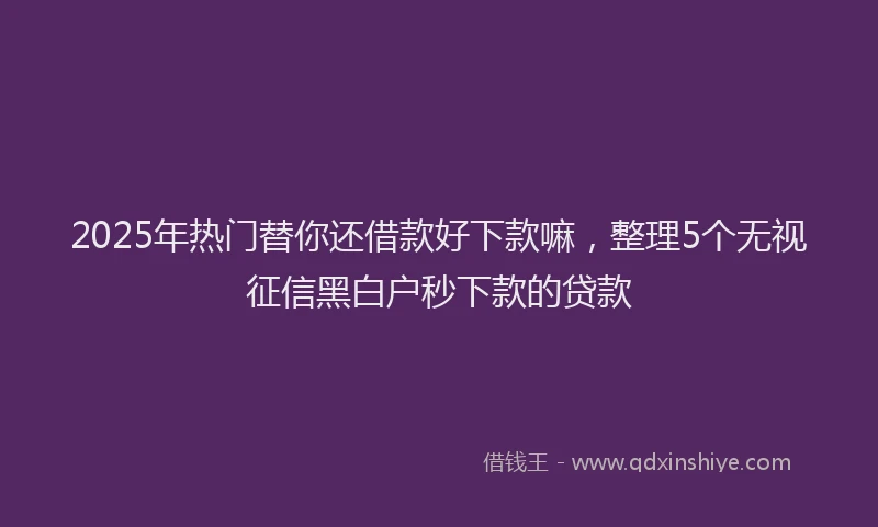 2025年热门替你还借款好下款嘛，整理5个无视征信黑白户秒下款的贷款